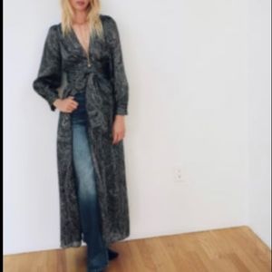 Zara long print black dress L